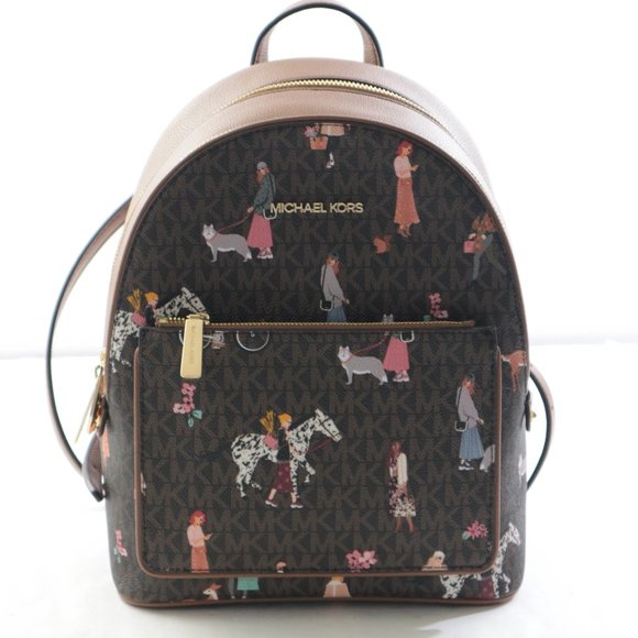 Michael Kors Adina Jet Set Girls Medium backpack MK Logo Brown Multi NWT$398.00 main image 14